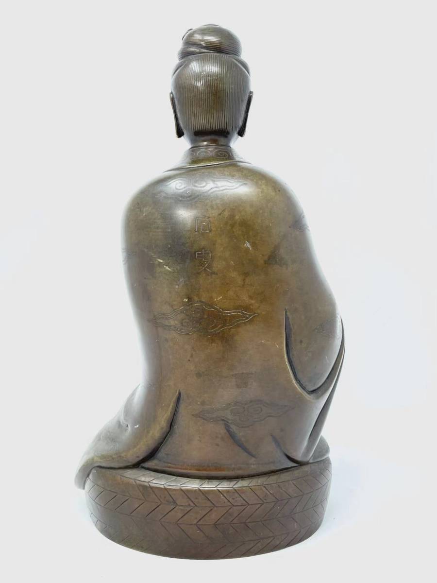 石製仏像頭部 彫刻オブジェ 中国古美術 儒】中国美術・時代物 古銅 嵌銀 仏像「観音菩薩像」石叟在銘 唐物 高