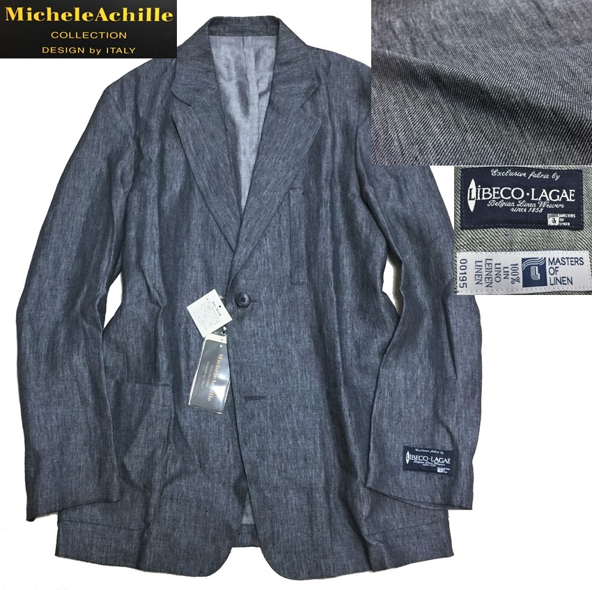  定価42 900円 Michele Achille &times; LIBECO ベルギー産 高級 麻 リネン 100% アンコン テーラード ジャケット メンズ M グレー 日本製(Lサイズ)｜売買されたオークション情報、yahooの商品情報をアーカ Lサイズ