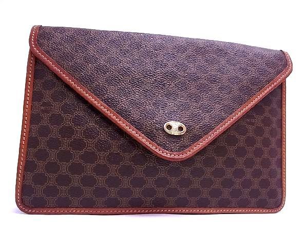 1円 CELINE セリーヌ PVC×レザー マカダム柄 クラッチバッグ 手持ち