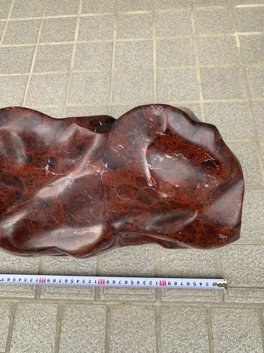 赤石 鑑賞石 天然石 佐渡赤玉石 置物 唐木台付 重さ約2.5㎏