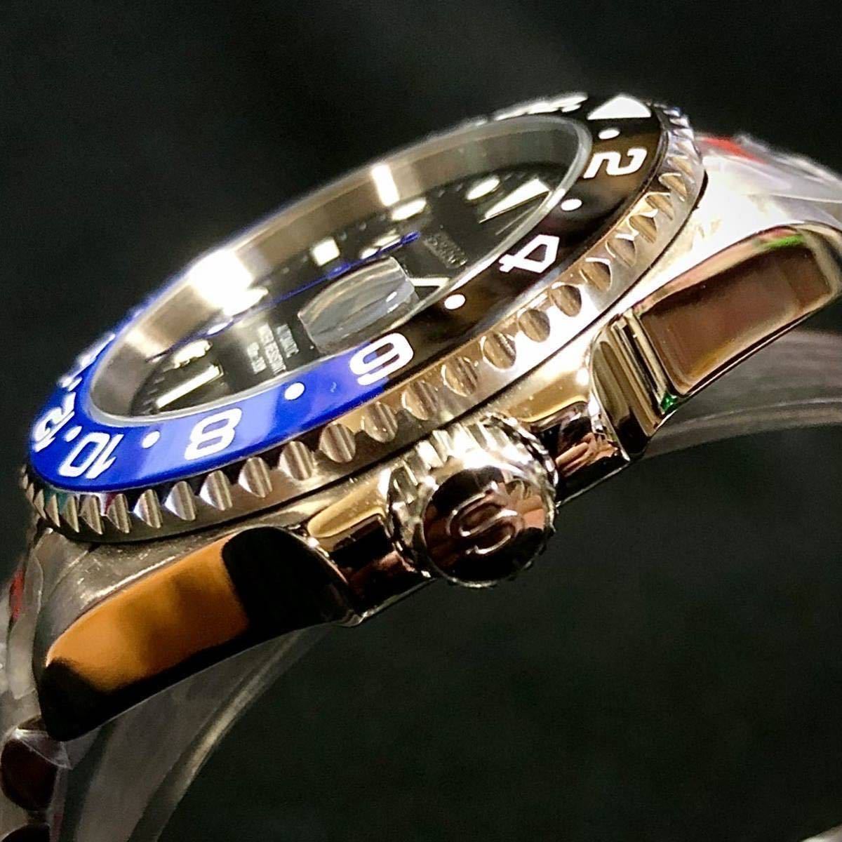 希少 1点物☆1円〜SEIKO MOD☆NH35青黒バットマンGMTマスター仕様 青針 