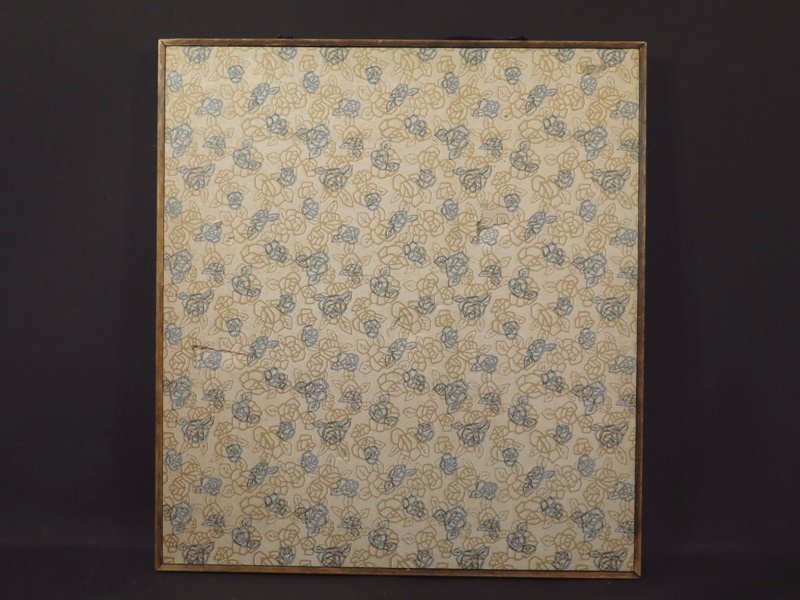 棟方志功 『柳緑花紅妃の柵』 66.5×60.5cm 縮緬絹本工芸 大型 額装