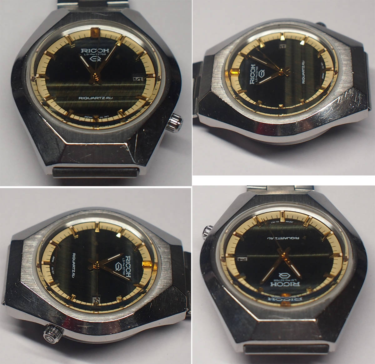 TIGER EYE RICOH 虎目石文字板 タイガーアイ リコー 稼働品 RIQUARTZ ¶虎
