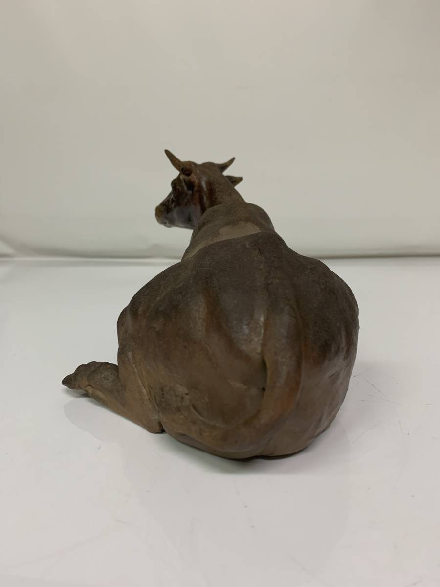 丑・牛　置物　備前焼 2025年最新Yahoo!オークション 備前焼 丑/牛 置物 銘有 -牛 置物(備前