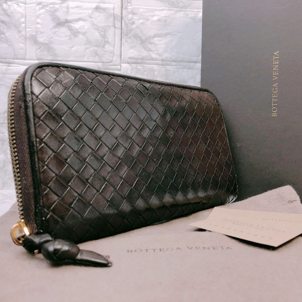 100%新品，定番 1円 定価約10万5000円 Bottega Veneta ボッテガヴェネタ ラウンドファスナー イントレチャート 長財布 ブラウン メンズ レディース(財布)｜売買されたオークション情報、yahooの商品情報をアーカイ 男性用