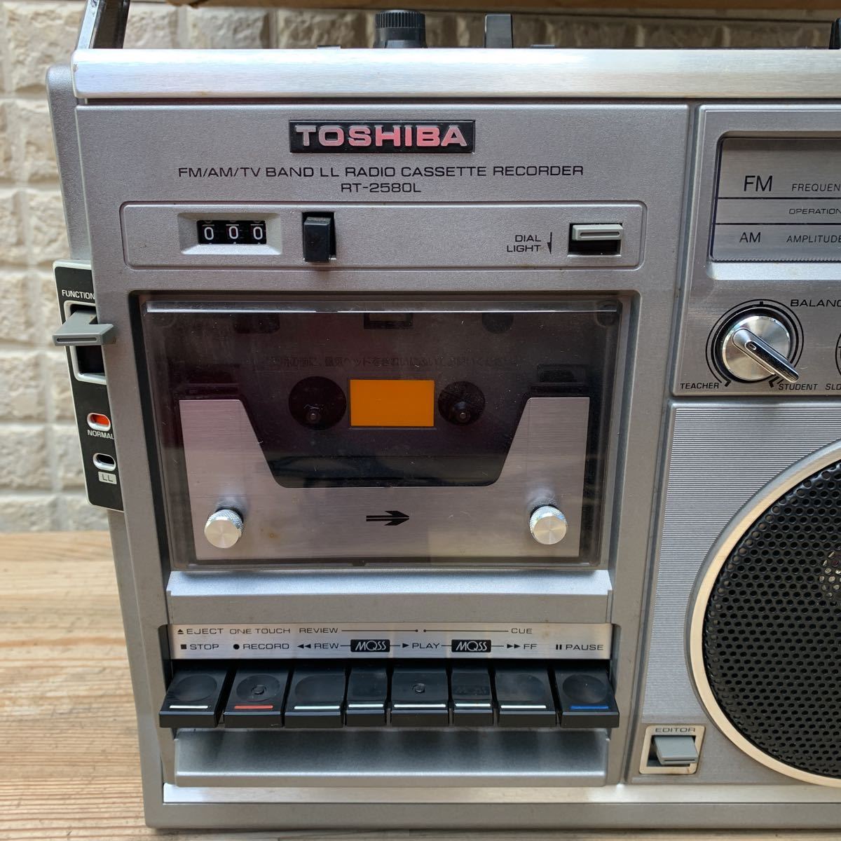 東芝 ラジオカセットレコーダー TOSHIBA RT-258OL 昭和レトロ 通電確認