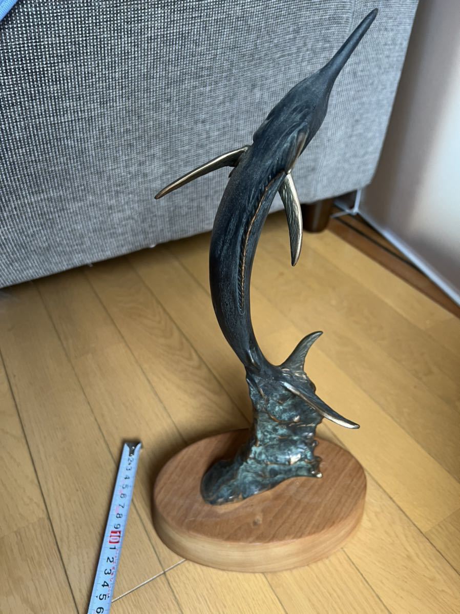 カジキ ブロンズ像 高さ43cm：カジキ【ブロンズ像】 インテリア 彫刻 銅像 オブジェ