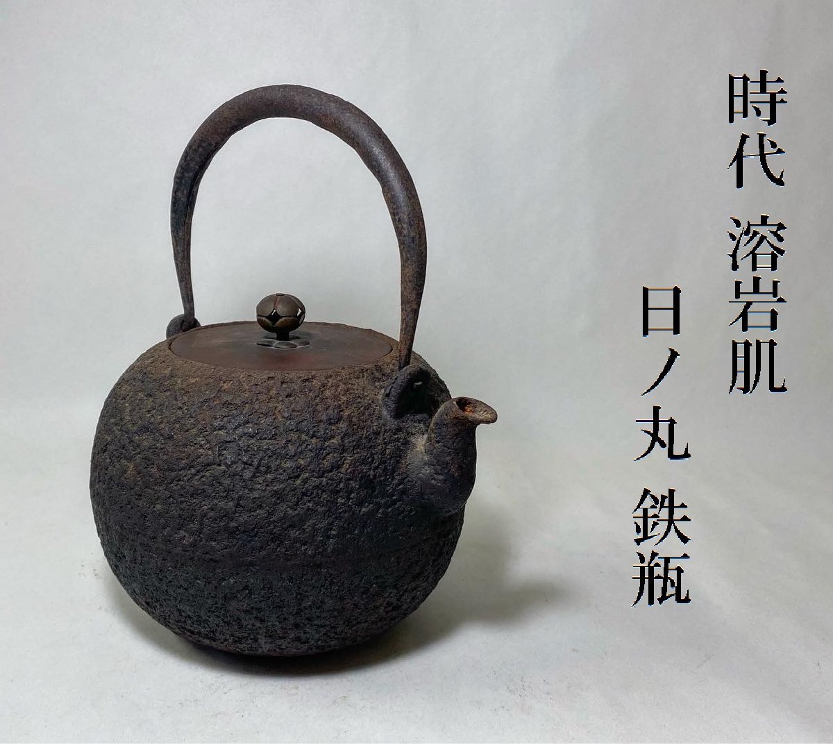 鉄瓶 煎茶道具 茶道具 銅蓋 龍文堂 SE17116鉄瓶 丸型円文彫刻 古