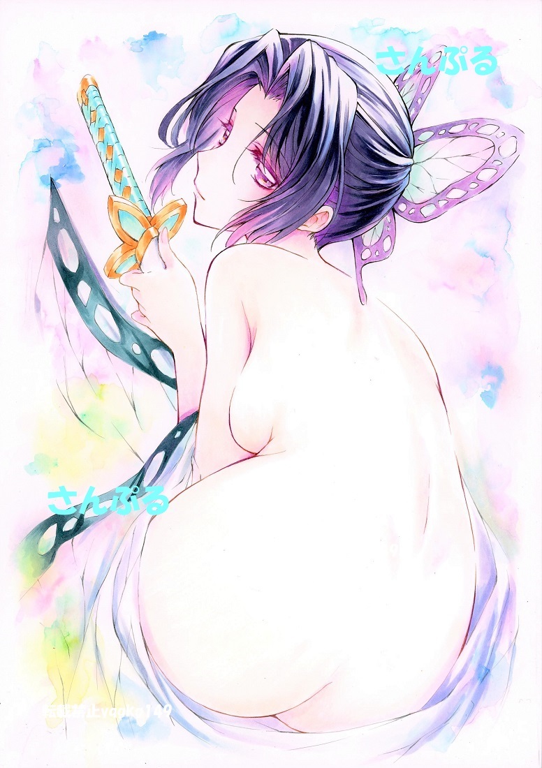 クリアランス専門店 手描きイラスト　鬼滅の刃　＜　胡蝶しのぶ　＞　蟲柱　同人　直筆　原画　Ａ４イラストボード