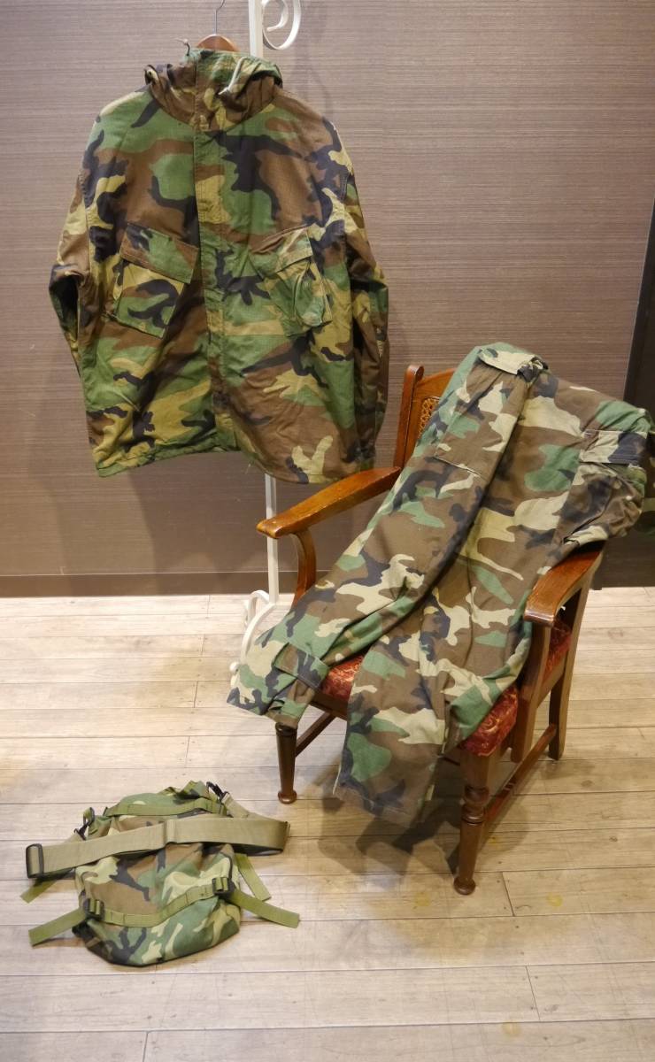 米軍 ウッドランド 化学防護服 上下セット ジャケット/パンツ バッグ 