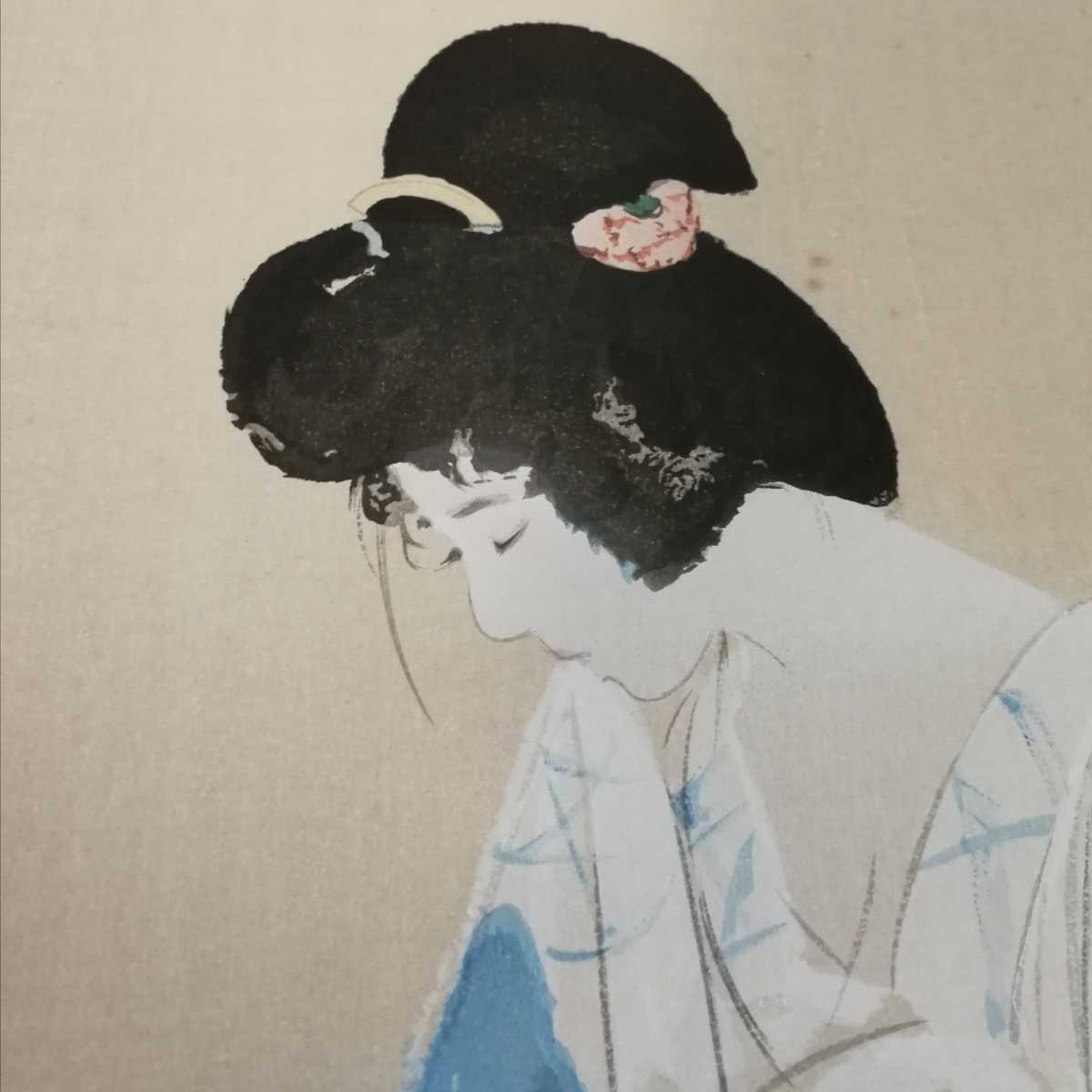 伊東深水 モモセ版 美人画 「浴後」 浮世絵 木版画 新版画 サイズ約 