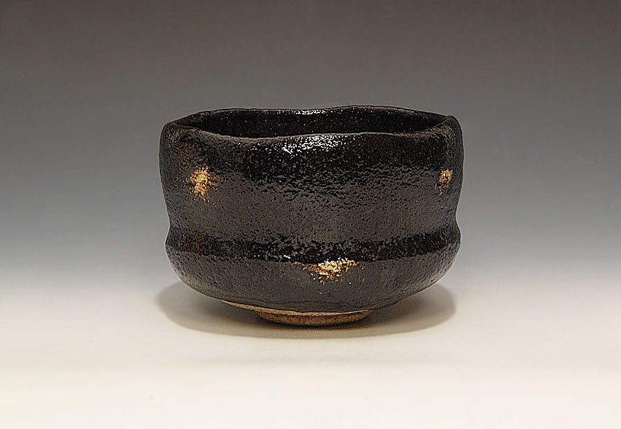 工芸品 小川長楽 (祐起夫) 造 黒茶碗 茶道具 共箱 抹茶碗 共布