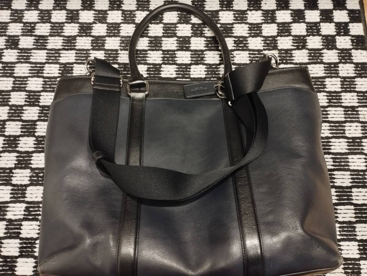 中古 COACH レキシントン レザー トートバッグ ネイビー レキシントン 