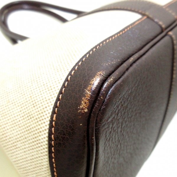 エルメス HERMES トートバッグ ガーデンパーティPM トワルアッシュ×レザー アイボリー×ダークブラウン シルバー金具 □F バッグ エルメス トートバッグ ガーデンパーティPM HERMESトートバッグ ☆本日限定！☆HERMES ネイビー&frasl;ブラック