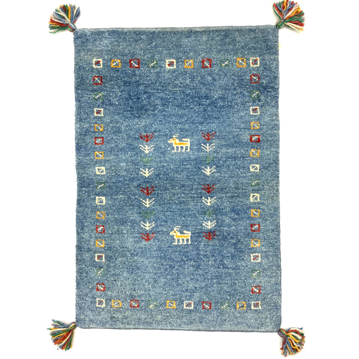 驚きの破格値，100%新品 １円スタート ギャッベ ヴィンテージ風 ブルー ウール 約６０&times;９０ｃｍ マット 敷物 玄関 アウトドア(ラグ一般)｜売買されたオークション情報、yahooの商品情報をアーカイブ公開 - オー ラグ一般