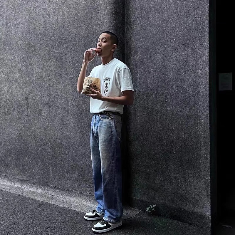 Stussy x Nk ステューシー バックプリント 半袖 Tシャツ メンズ オーバーサイズ レディース カットソー ユニセックス 落書き M ホワイト ステューシー stussy バックプリント L プリント長袖Tシャツ プリントロゴ
