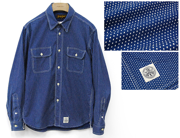  トロフィークロージング TROPHY CLOTHING DELUXE SHIRT 抜染ポルカドット チンストラップ付 30'sヴィンテージ ワークシャツ インディゴ/M(Mサイズ)｜売買されたオークション情報、yahooの商品情報 長袖シャツ一般