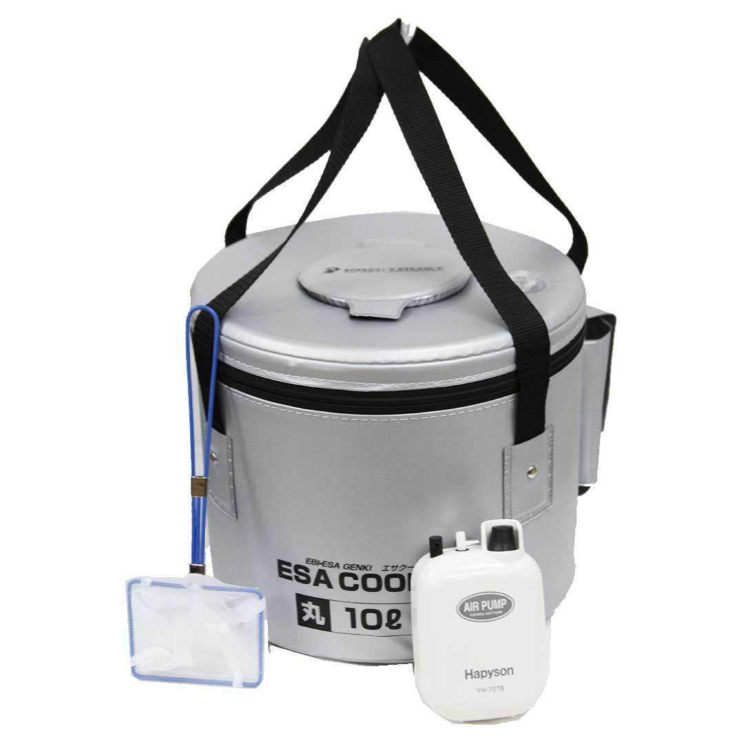エサクーラー丸　 ES-10　10L+エアポンプ付きYH707B 活きエビクーラー　エビバッカン　308466