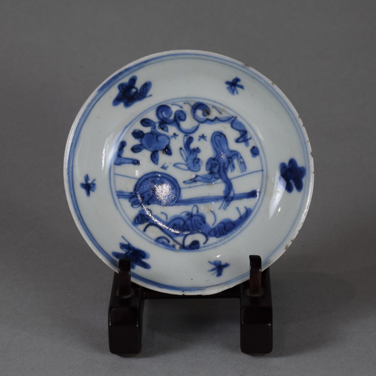 A-00131】古染付鹿猿草花紋皿 13.5cm【中国美術】 Yahoo!オークション
