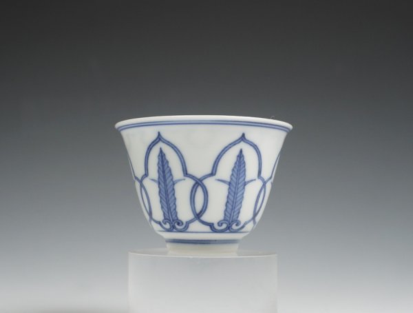 四代 三浦竹泉 造 青華文茗碗（煎茶碗） 蕉葉文 6客 共箱 保証品 SW12