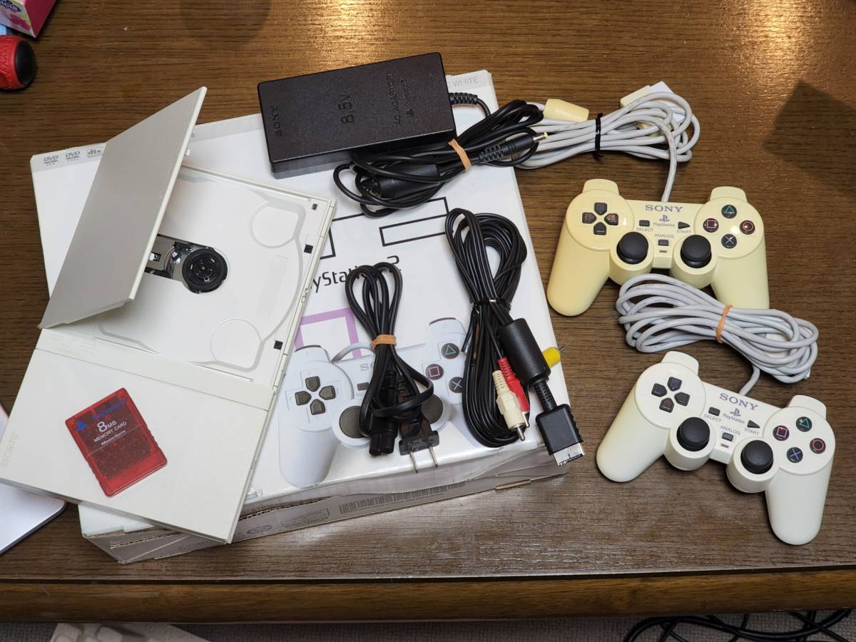 SONY PlayStation2 PS2 SCPH-75000CW 薄型 セラミックホワイト コントローラー2個セット 箱付き