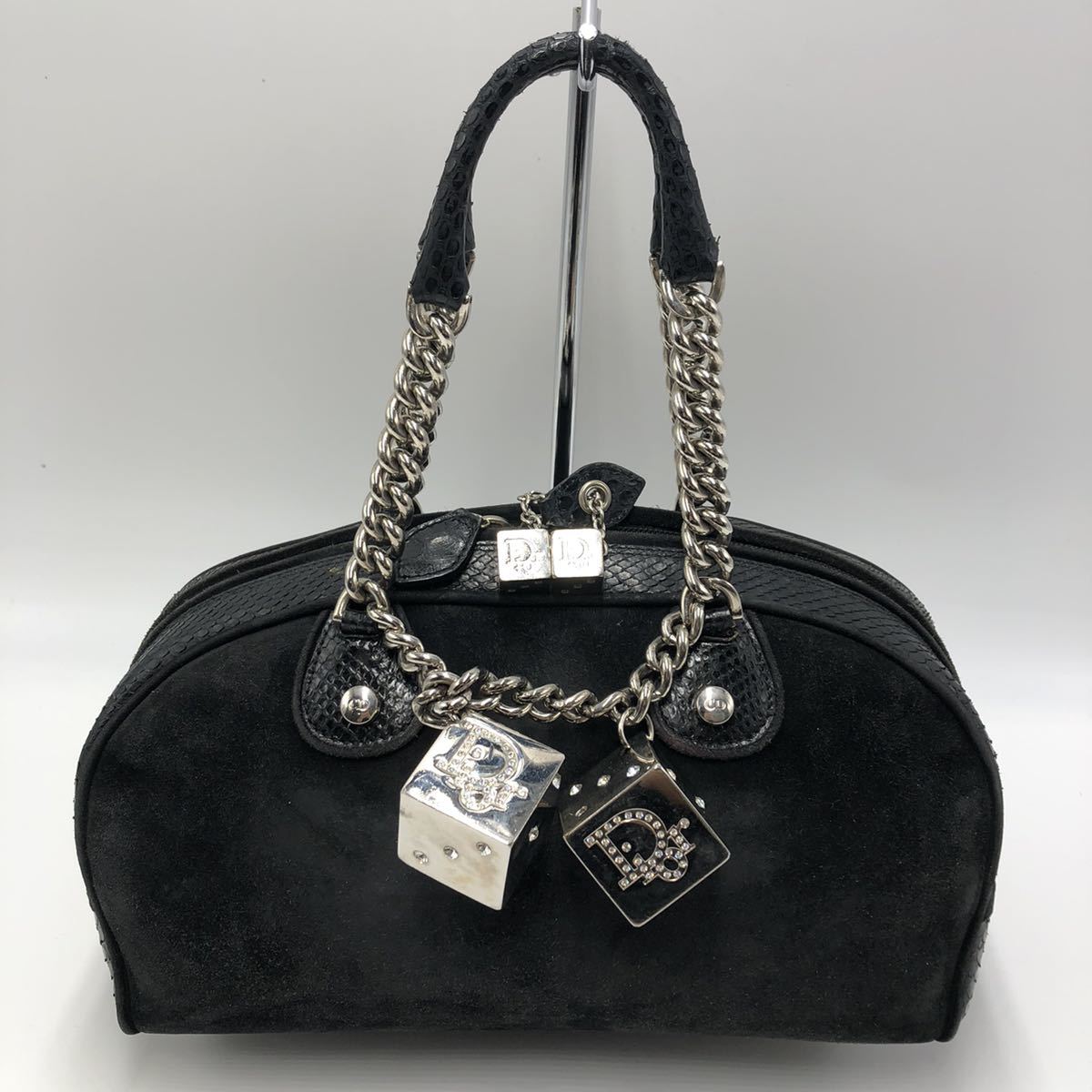 1円 Christian Dior ディオール ハニカム柄 PVC×レザー ショルダー