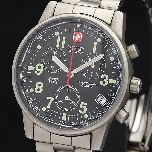 1円◇稼働◇正規品【ウェンガー】QZ 536.0765 コマンドクロノグラフ
