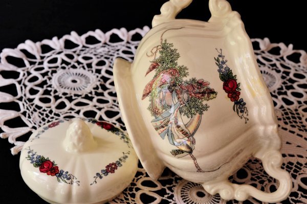 フランス Vintage サルグミンヌ 花リム Obernai オベルネ 薔薇/勿忘草 