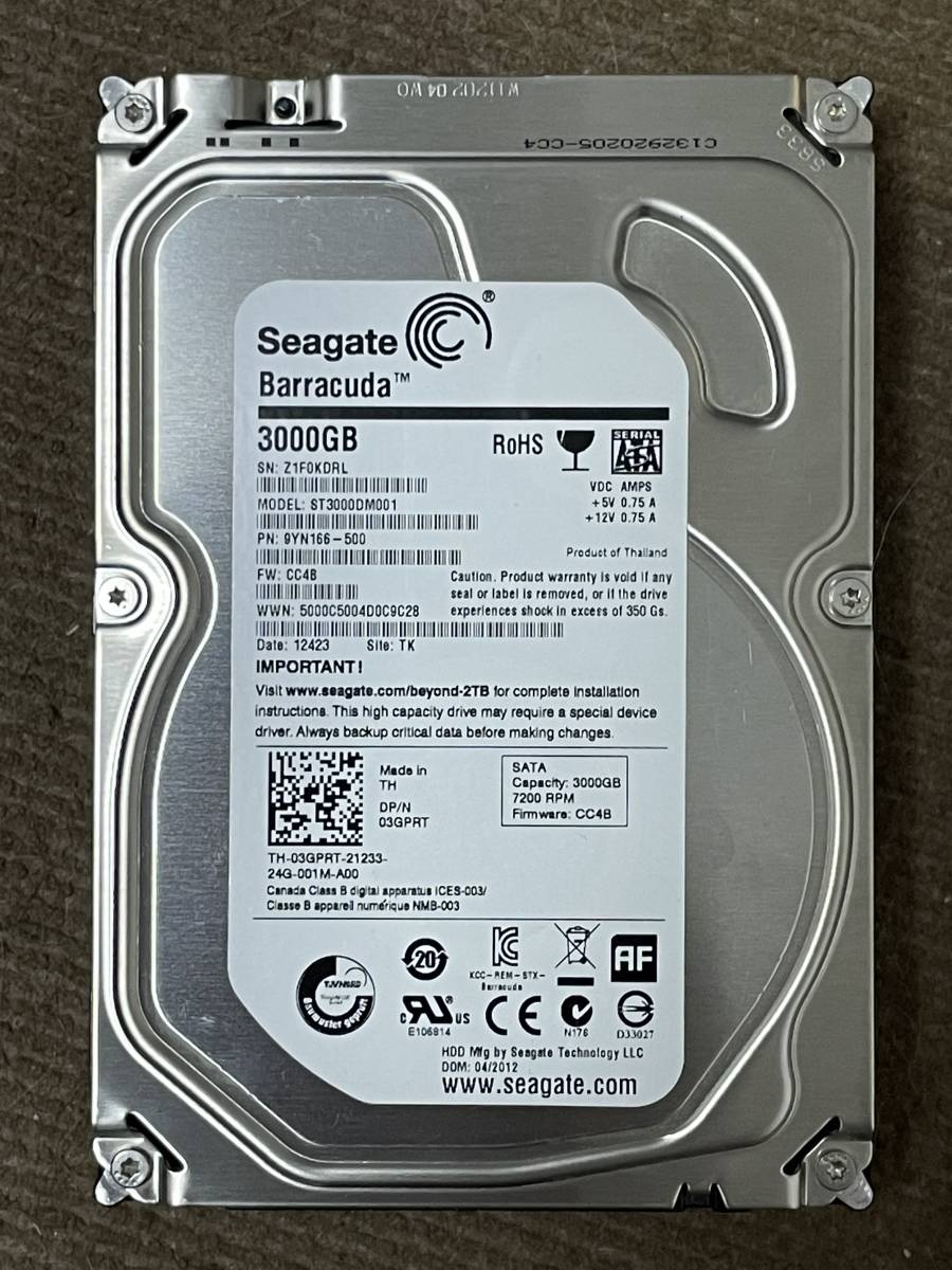 3.5インチ　SATA接続のハードディスクです。 3TB