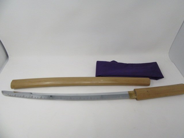 格安，得価】 ☆模造刀 黒鞘 柄巻：紺 刃長：71cm 反り：1.4cm 袋付☆S4434