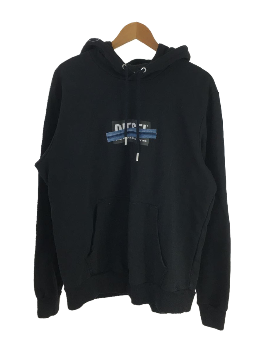 DIESEL◆A010490KASL/パーカー/XL/コットン/ブラック/ボックスロゴ