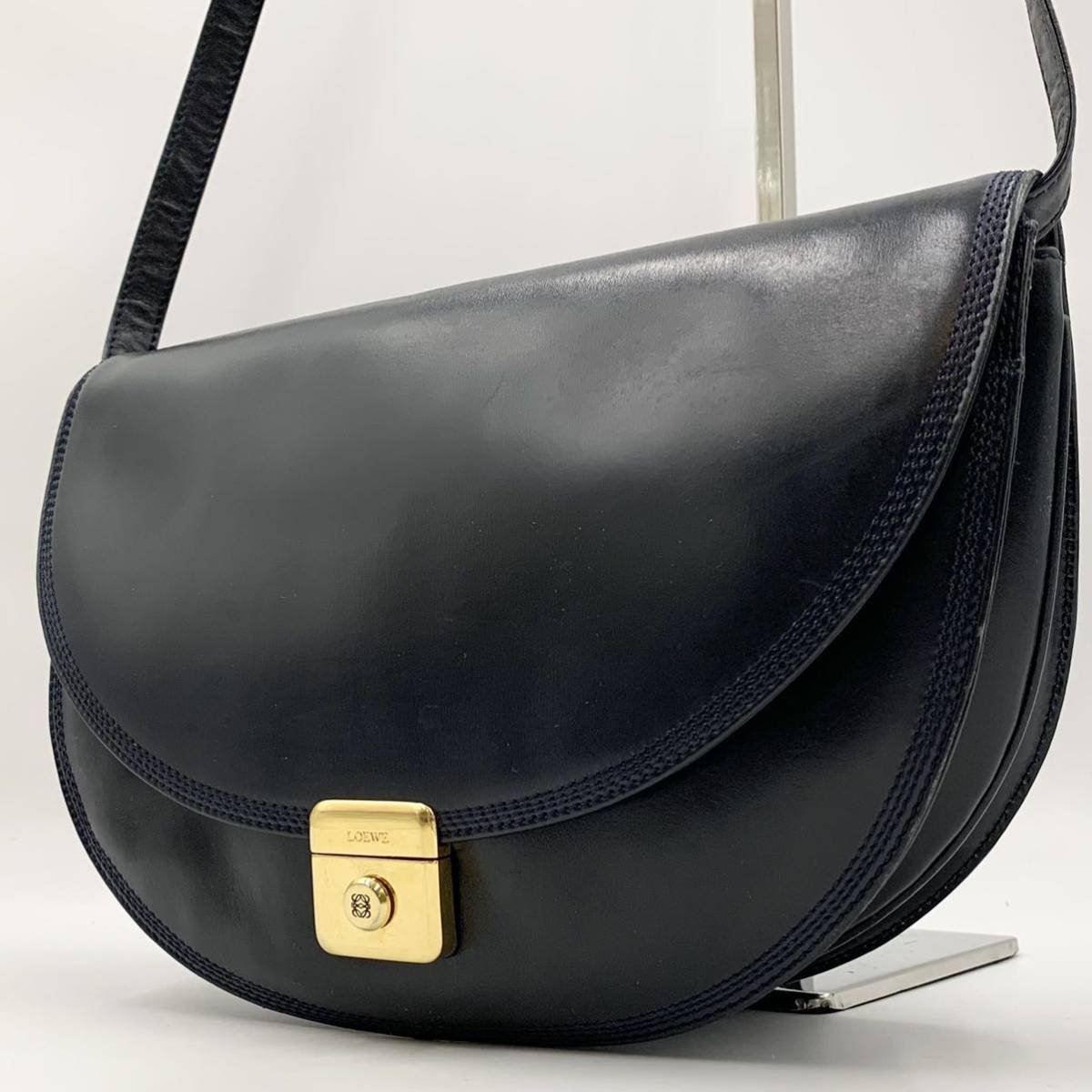 1円 希少 LOEWE ロエベ アナグラム ゴールド金具 ショルダーバッグ 