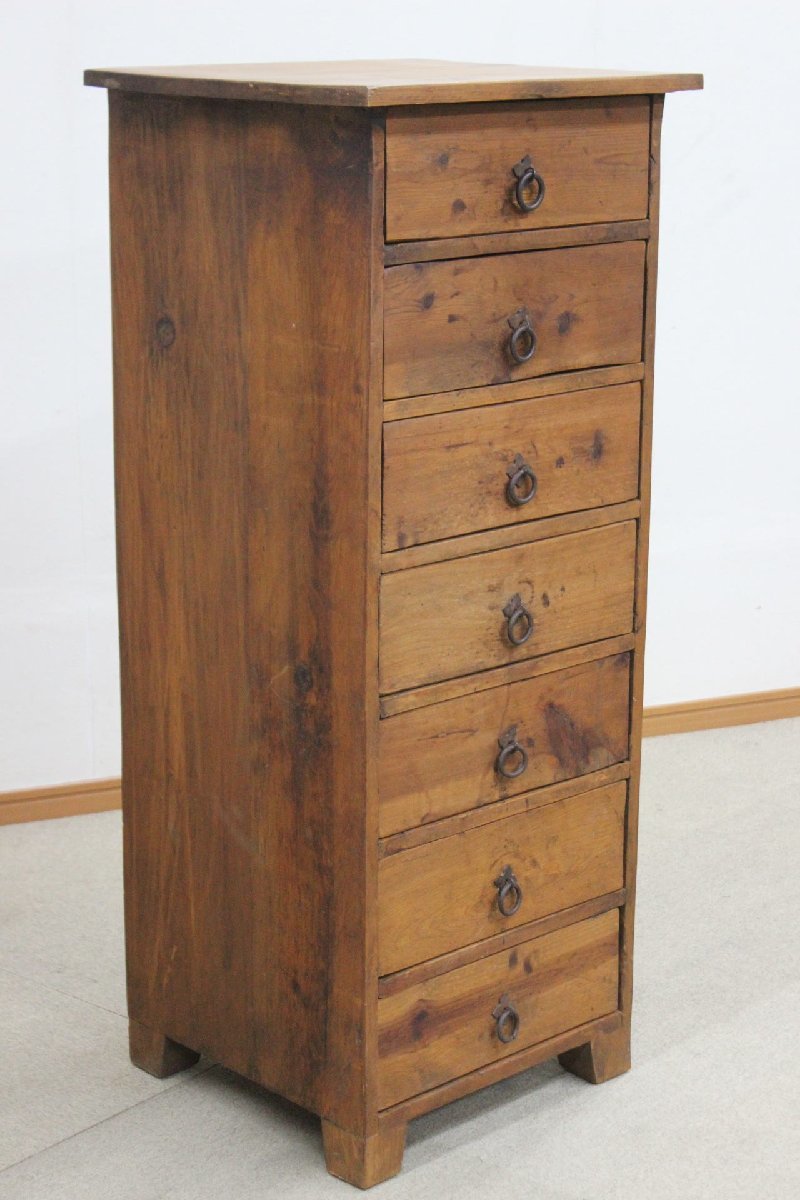 無垢材　メキシコ製　チェスト　7段チェスト　天然木　収納　箪笥　衣類収納★7276