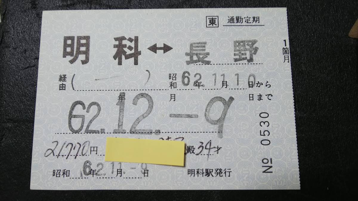 T49C051　　　　JR・篠ノ井線　定期券　昭６２【　明科ー長野　】 JR東日本篠ノ井線 車窓からの景色 2026.02.03