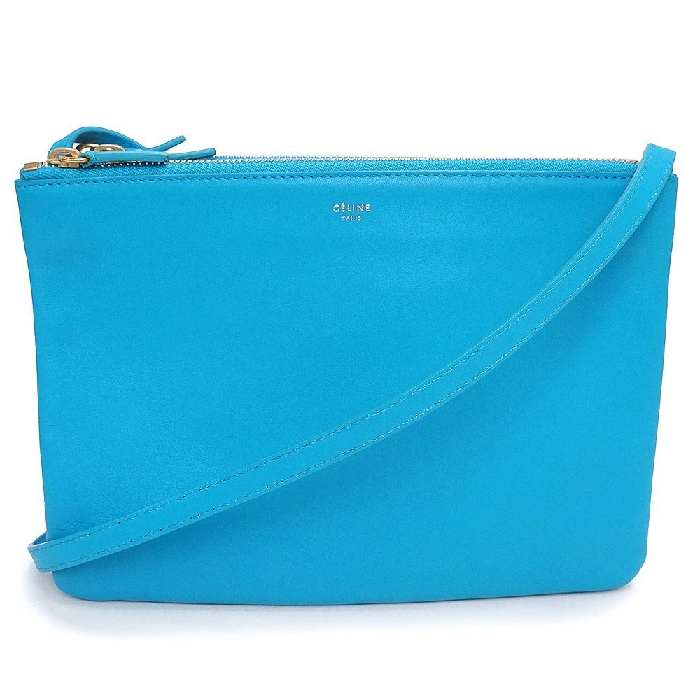 格安，低価 セリーヌ CELINE トリオ ラージ ショルダーバッグ 斜め掛け ラムスキン レザー ブルー 青 171453(ショルダーバッグ)｜売買されたオークション情報、yahooの商品情報をアーカイブ公開 - オークフ かばん、バッグ