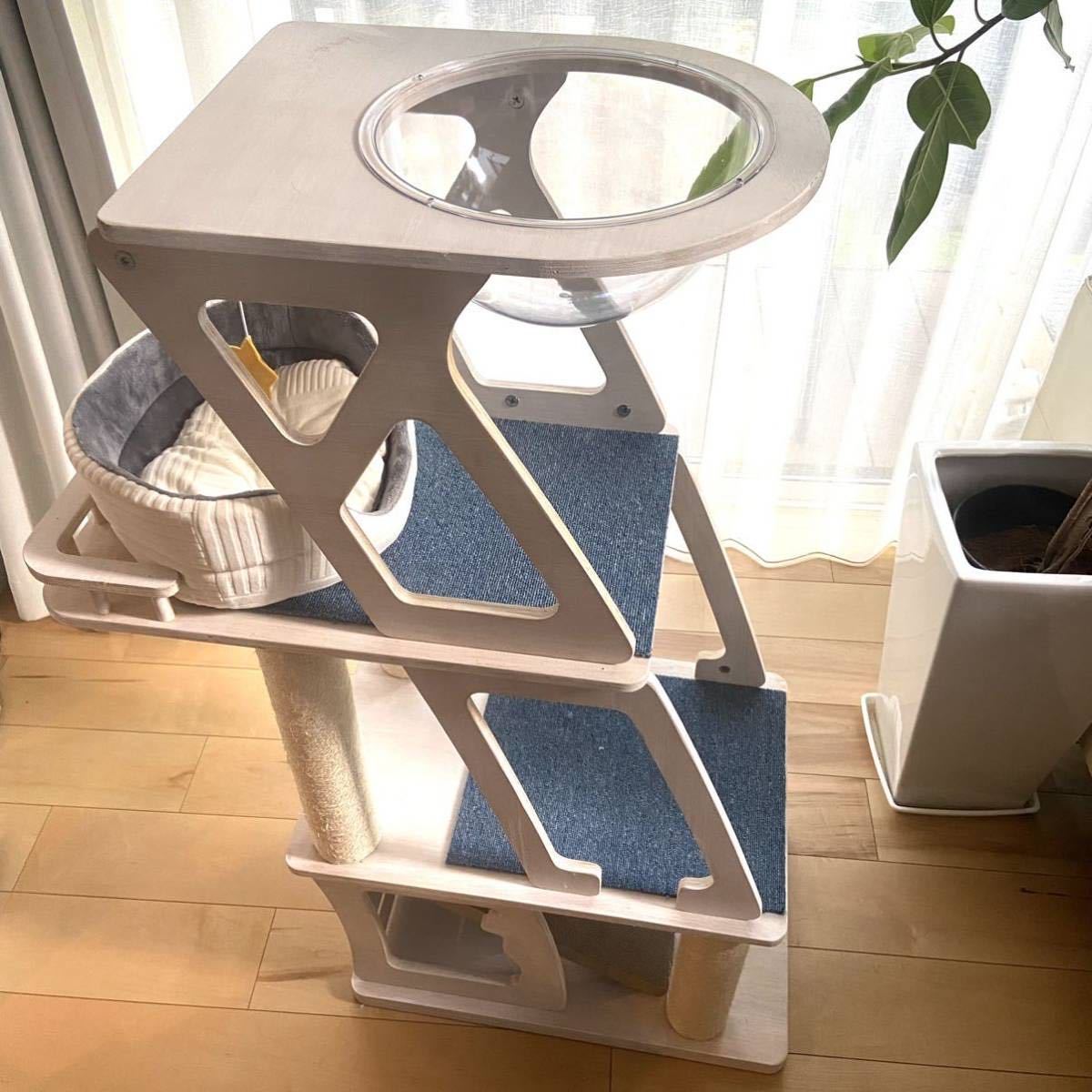 ☆新品 未開封 木製 キャットタワー 猫タワー 麻紐 据え置き 爪とぎ 
