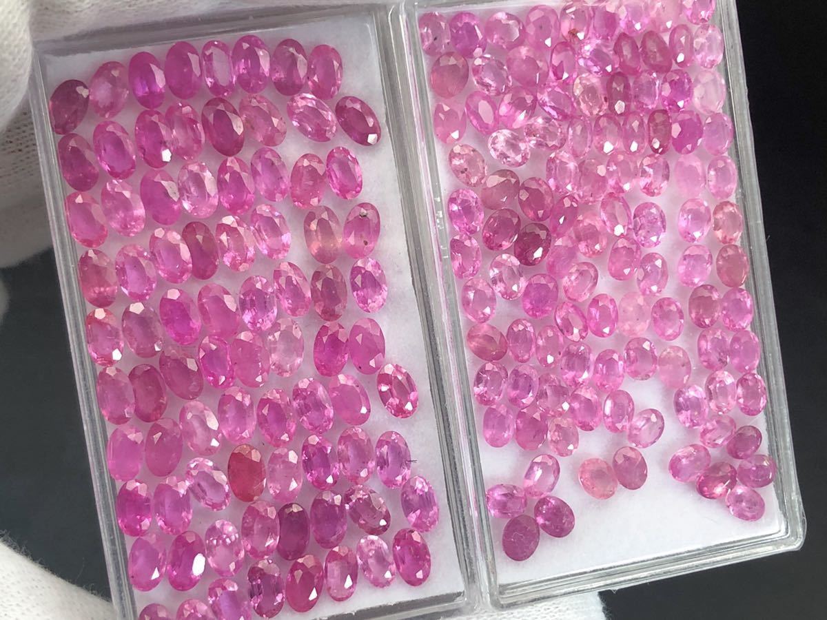 ☆天然ルビー 2種 5x3mm / 4x3mm☆ オーバル ファセットカット
