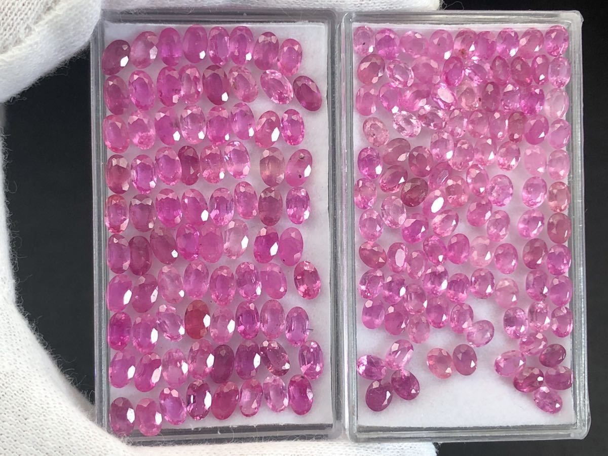 ☆天然ルビー 2種 5x3mm / 4x3mm☆ オーバル ファセットカット