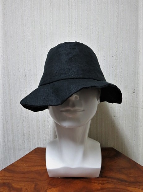REINHARD PLANK Black Linen Bucket Hat レナード プランク 麻