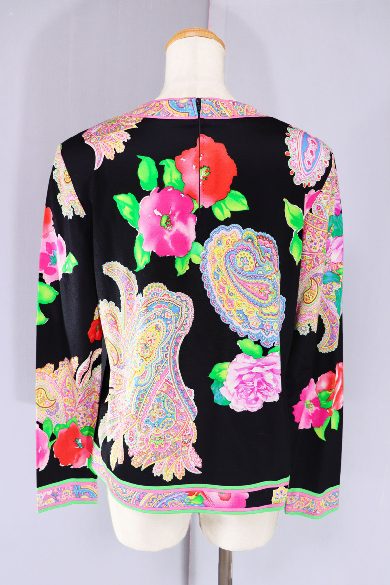 ☆美品☆LEONARDレオナール/ペイズリー花柄コットン長袖プルオーバー