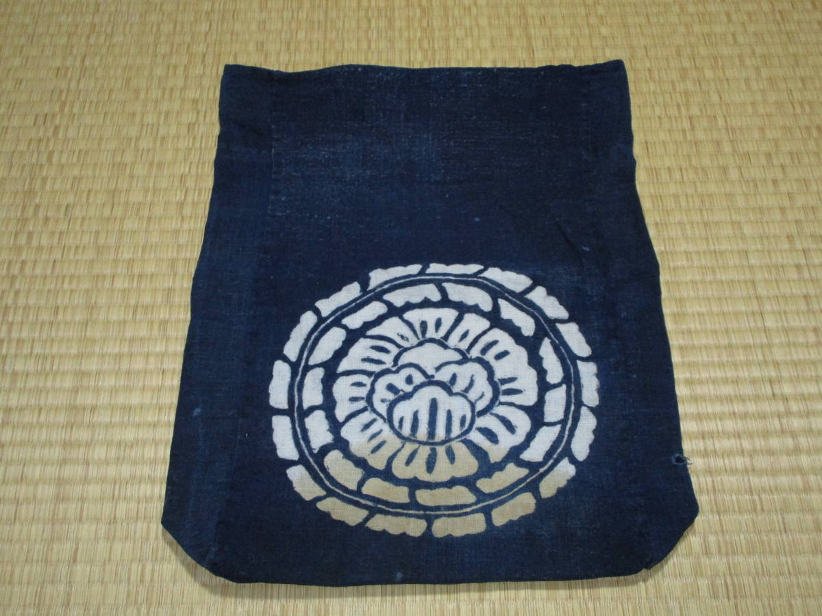 古布 幟 幟旗 木綿 BORO 襤褸 ぼろ 手描き(検藍染 更紗型染)リーメイク