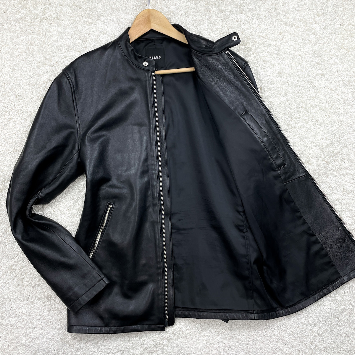 美品【BEAMS】秋の王道スタイル◎シープスキン (羊革) ラムレザー 