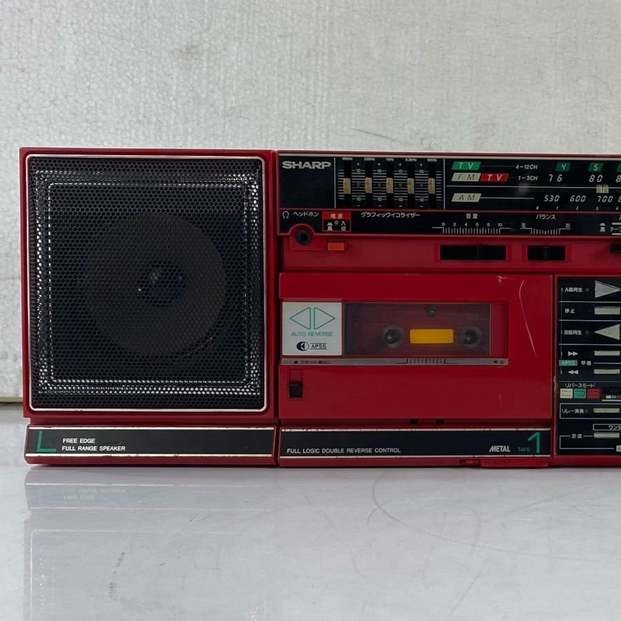 SHARP QT-95 シャープ ダブルラジカセ 赤 テープ再生OK 動作/状態説明 