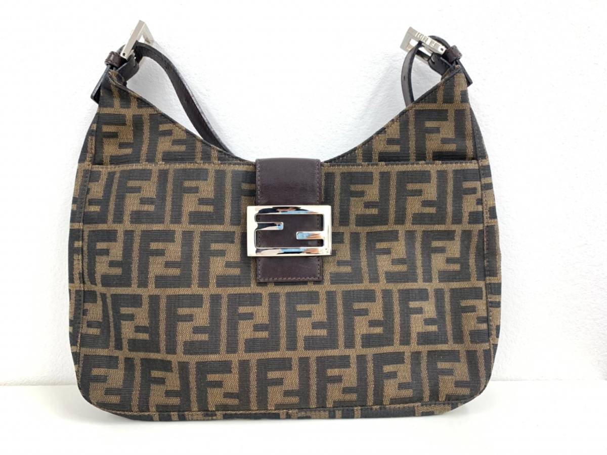 1円〜】 FENDI フェンディ ズッカ バニティバッグ ブラウン ズッカ 