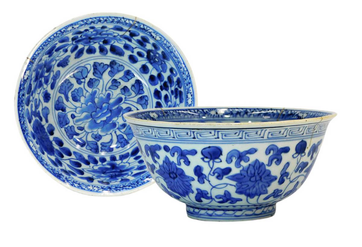 古美術 朝鮮古陶磁器 李朝 白磁 染付 蓋物 時代物 極上品 初だし品 