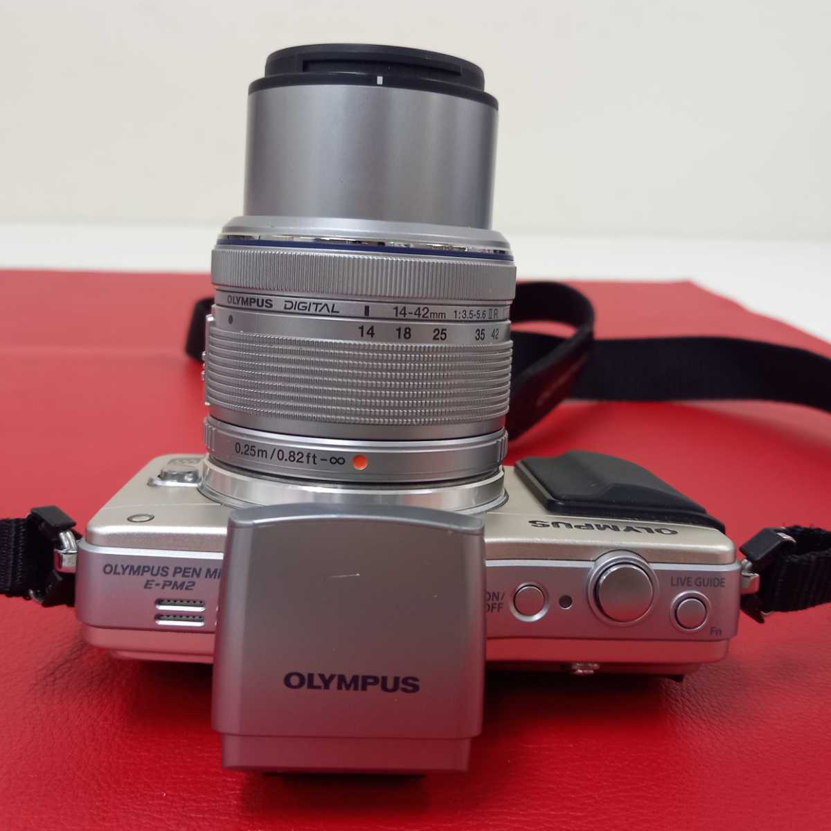 □A OLYMPUS E-PM2 ダブルズームキット シルバー M.ZUIKO DIGITAL 14