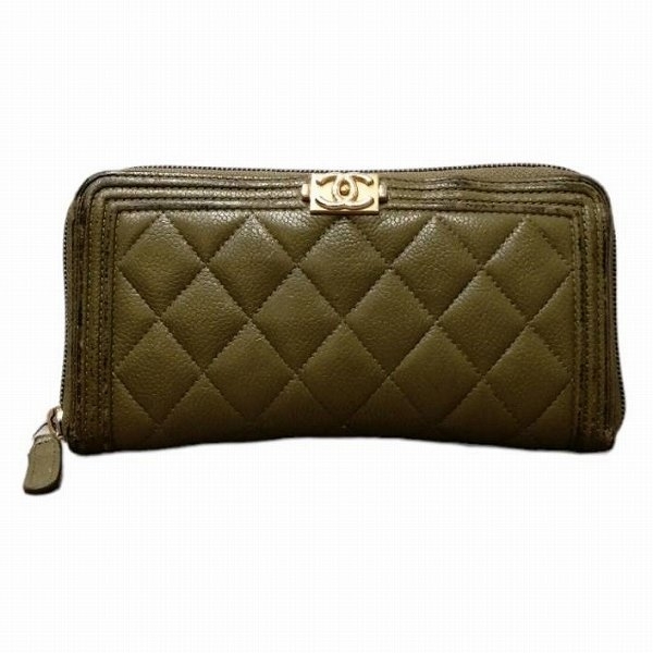 SALE，定番人気 シャネル ボーイシャネル カーキ キャビアスキン ラウンドファスナー 財布 長財布 レディース 0343(女性用財布)｜売買されたオークション情報、yahooの商品情報をアーカイブ公開 - オークファ 服飾小物