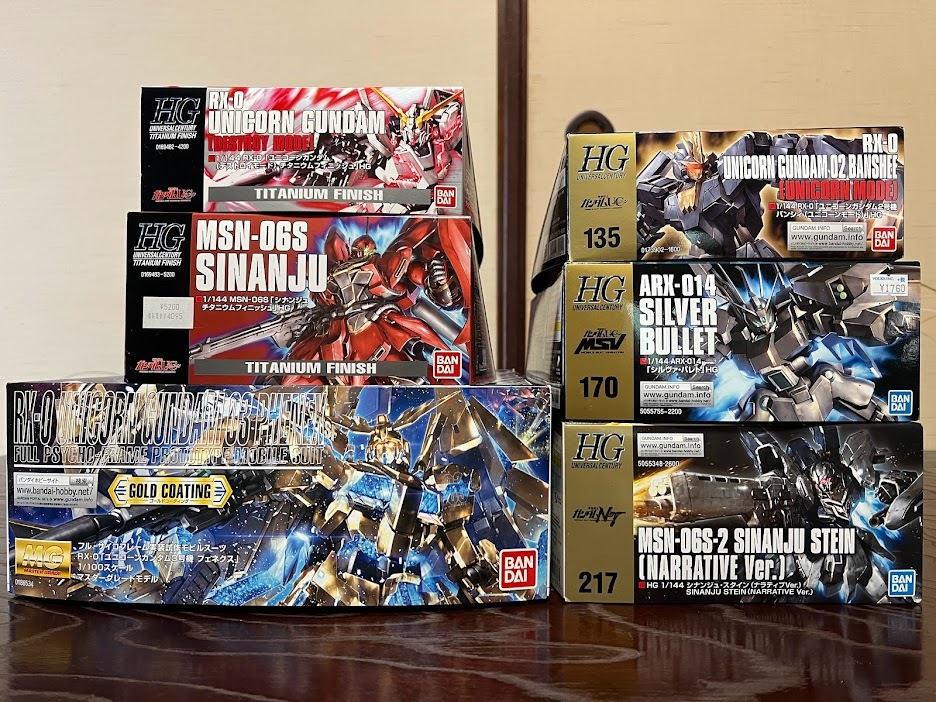  6点セット MG ユニコーンガンダム3号機 フェネクス HGUC ユニコーンガンダム シナンジュ チタニウムフィニッシュ他 素組立済み品(機動戦士ガンダムUC（ユニコーン）)｜売買されたオークショ 機動戦士ガンダムUC（ユニコーン）