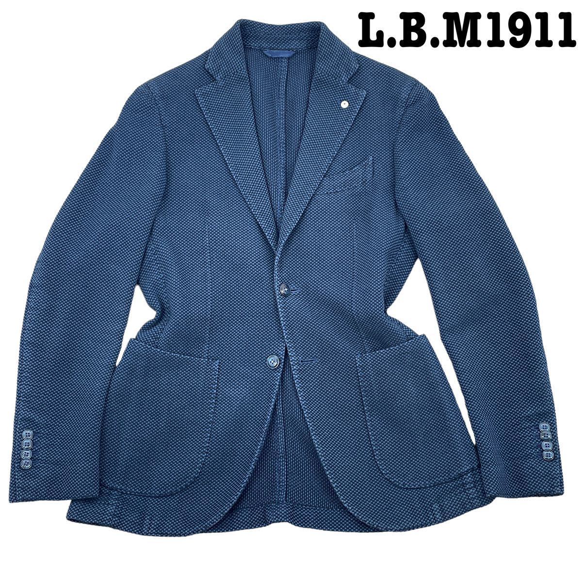 L.B.M1911 / ルビアム ブルージャケット 44 コットン アンコン イタリア製 春夏〜秋 市松模様の織柄 ボリオリ ラルディーニ