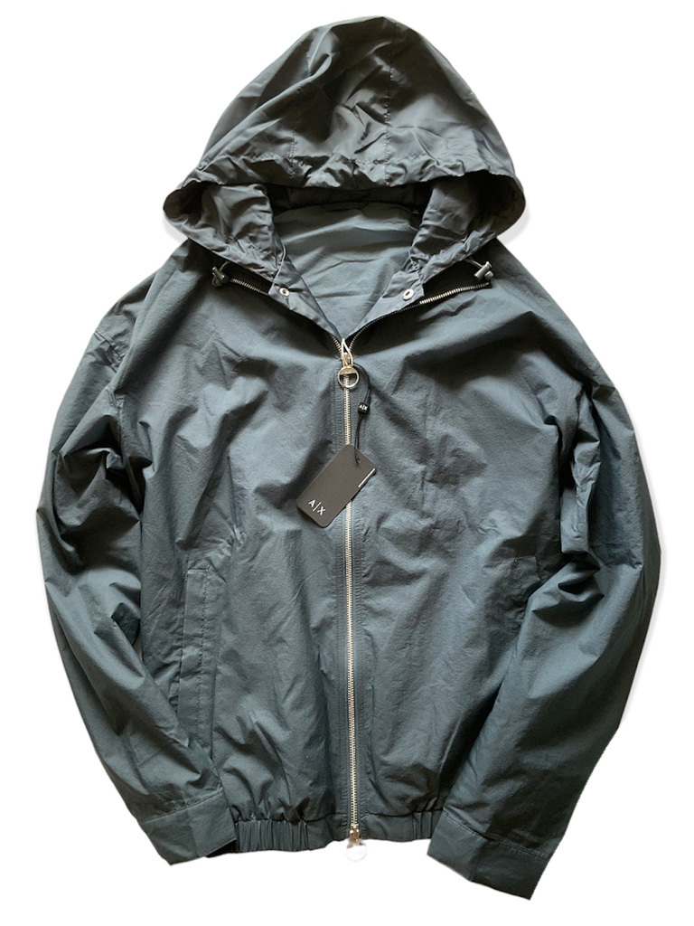 新品【ARMANI EXCHANGE/アルマーニ】▼【ダブル構造のシャカシャカ】袖ロゴ▼美色▼通年何かとお役立ちのナイロンブルゾン▼XL